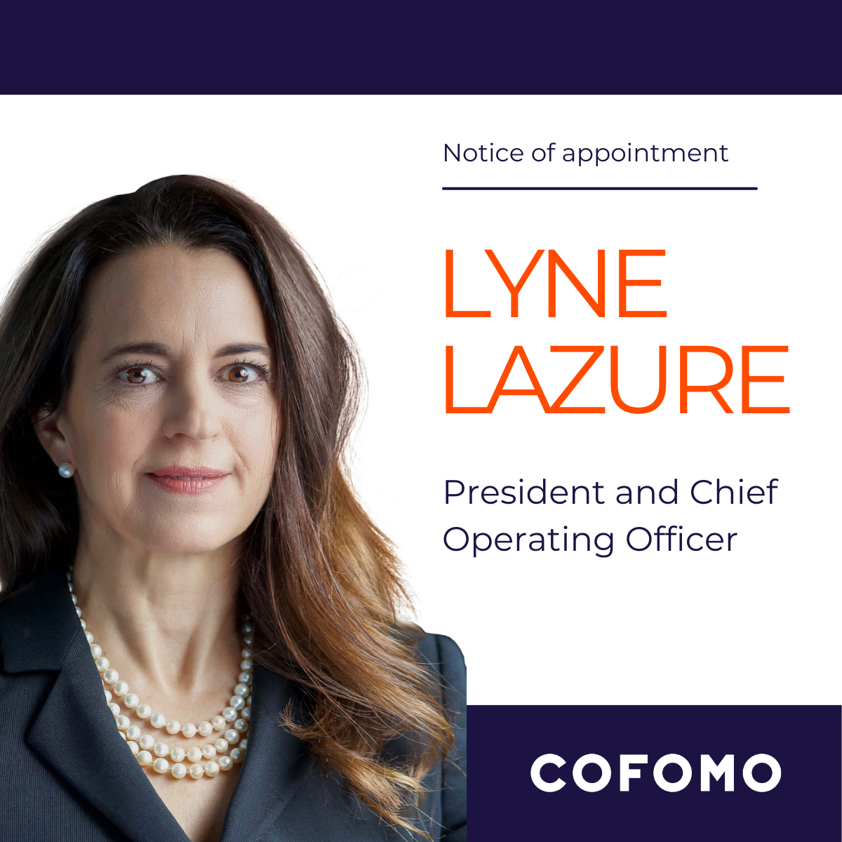 Lyne Lazure Appointed President and Chief Operating Officer at Cofomo